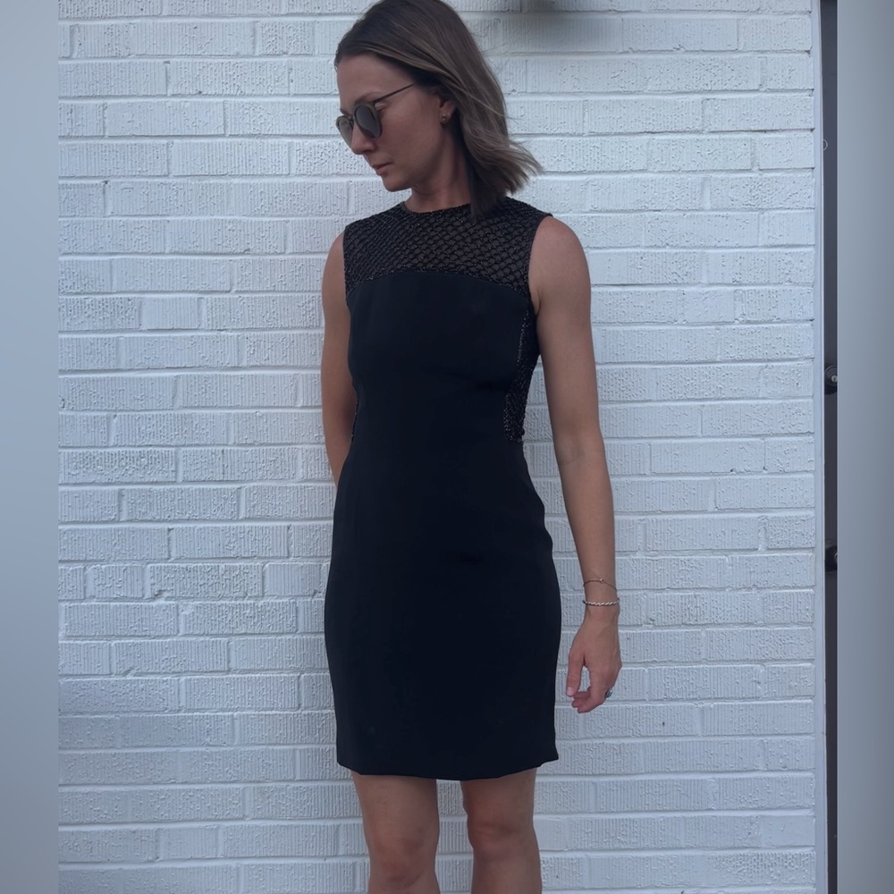 Vintage Black Tie Oleg Cassini Beaded Dress Women’s 4